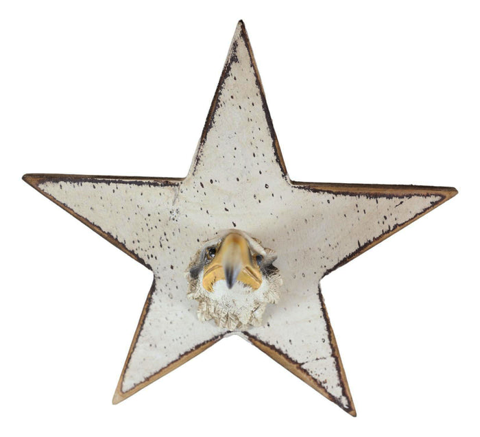 Ebros Gift Rustic Western Wildlife American Patriotic Star Bald Eagle Head Wall Hook Plaque