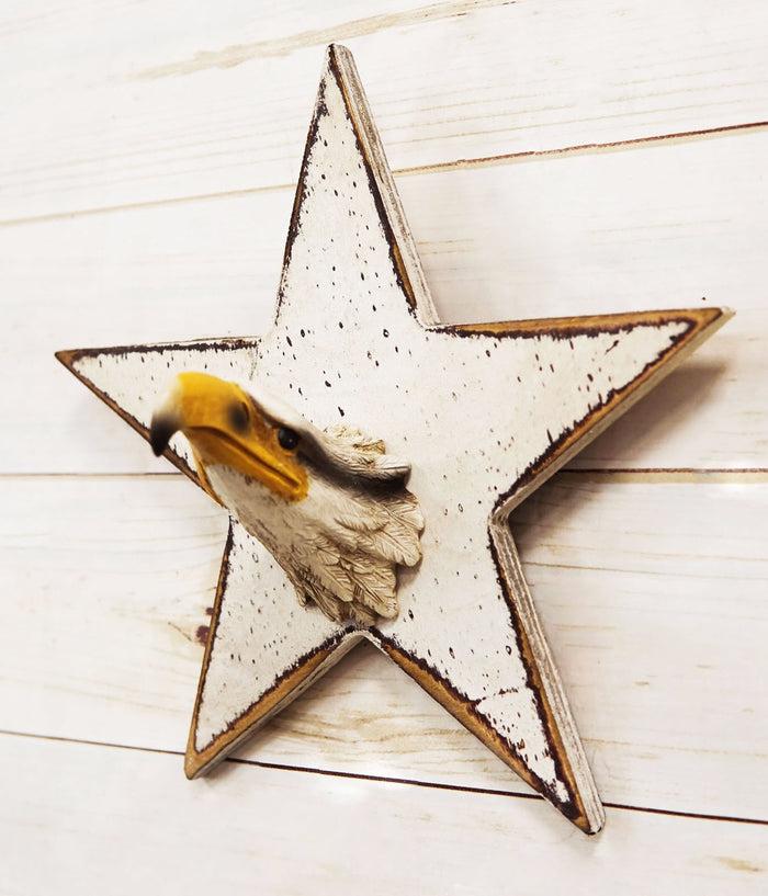 ebros gift Rustic Western Wildlife American Patriotic Star Bald Eagle Head Wall Hook Plaque