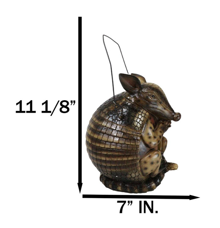 Ebros Gift Rustic Western Wildlife Armored Armadillo Wire Hanging Birdhouse Bird Feeder