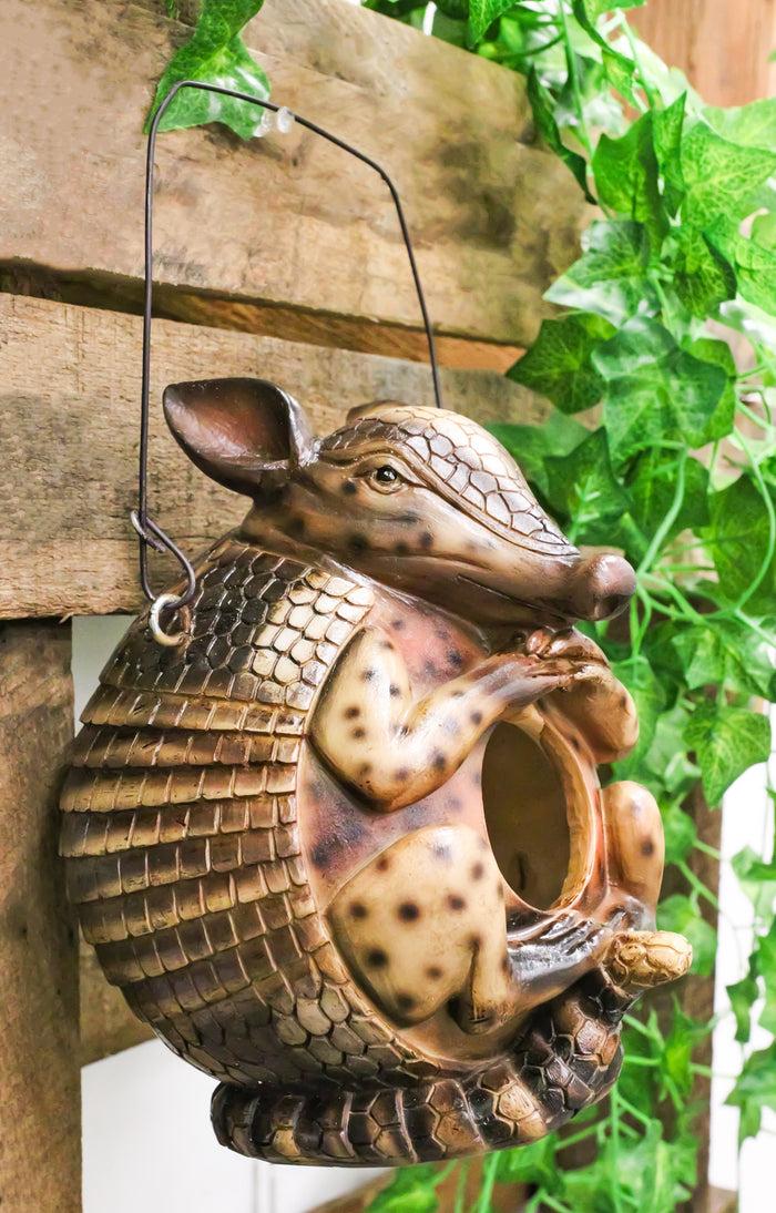 ebros gift Rustic Western Wildlife Armored Armadillo Wire Hanging Birdhouse Bird Feeder