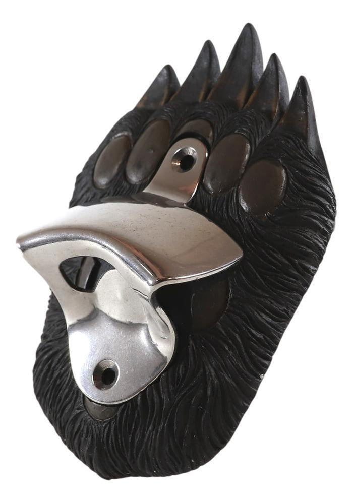 Ebros Gift Rustic Western Wildlife Black Bear Paw With Claws Wall Beer Bottle Metal Opener