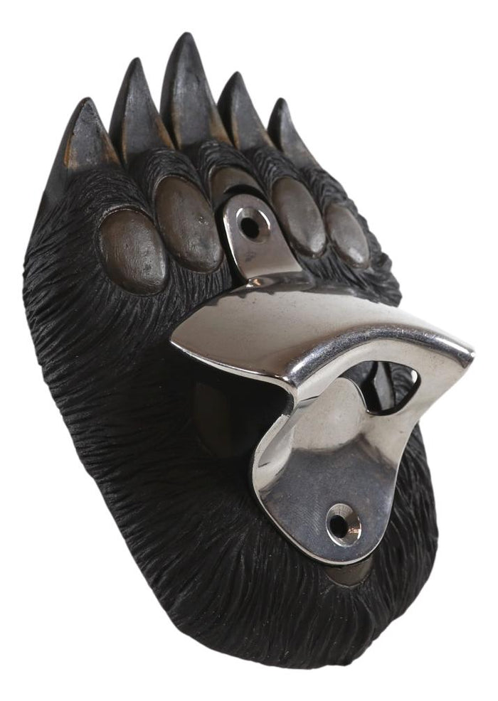 Ebros Gift Rustic Western Wildlife Black Bear Paw With Claws Wall Beer Bottle Metal Opener