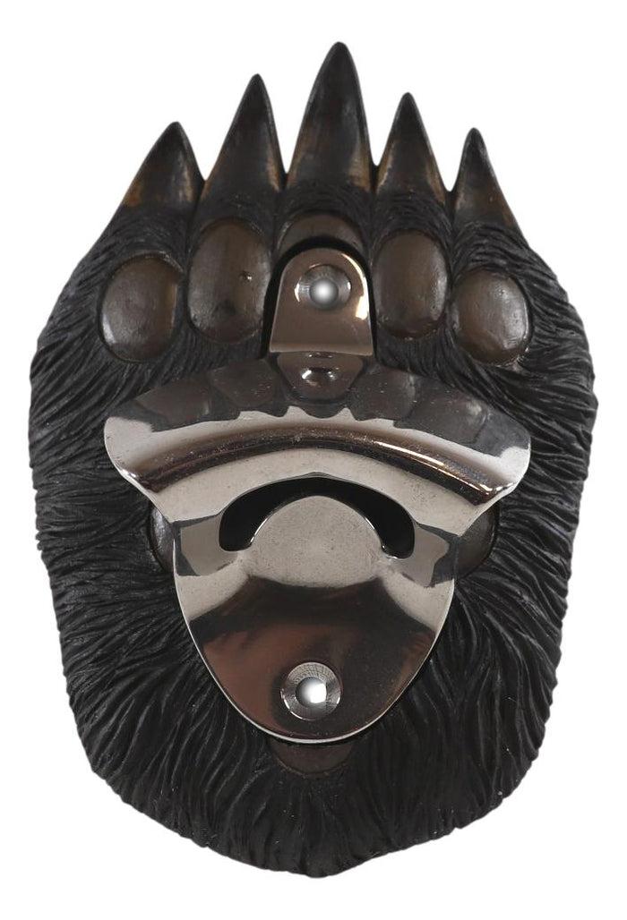 Ebros Gift Rustic Western Wildlife Black Bear Paw With Claws Wall Beer Bottle Metal Opener