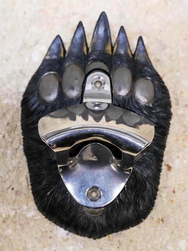 ebros gift Rustic Western Wildlife Black Bear Paw With Claws Wall Beer Bottle Metal Opener
