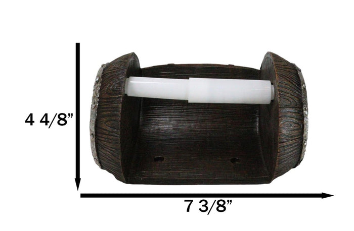 Ebros Gift Rustic Western Wine Time Faux Wooden Vintage Barrel Toilet Paper Holder