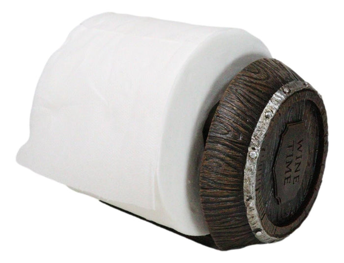 ebros gift Rustic Western Wine Time Faux Wooden Vintage Barrel Toilet Paper Holder