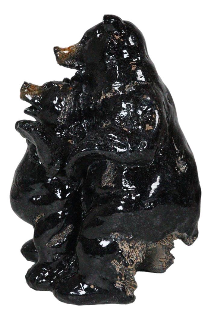 Ebros Gift Rustic Western Woodlands Forest Black Bear Mother Father And Cub Family Figurine