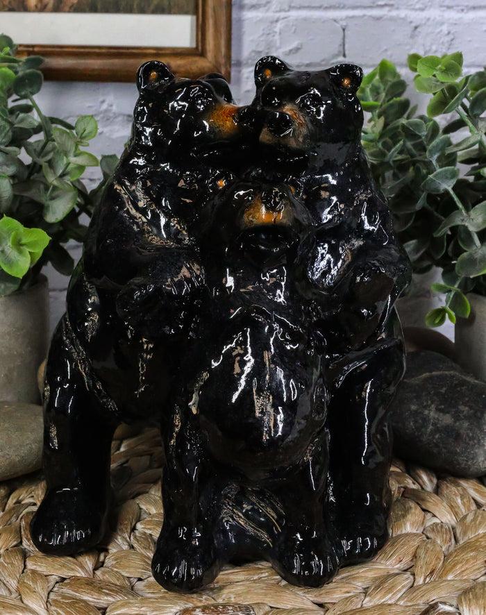 ebros gift Rustic Western Woodlands Forest Black Bear Mother Father and Cub Family Figurine
