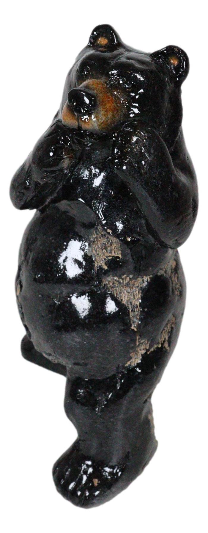 Ebros Gift Rustic Western Woodlands Forest Black Bear South Paw Boxing Decorative Figurine