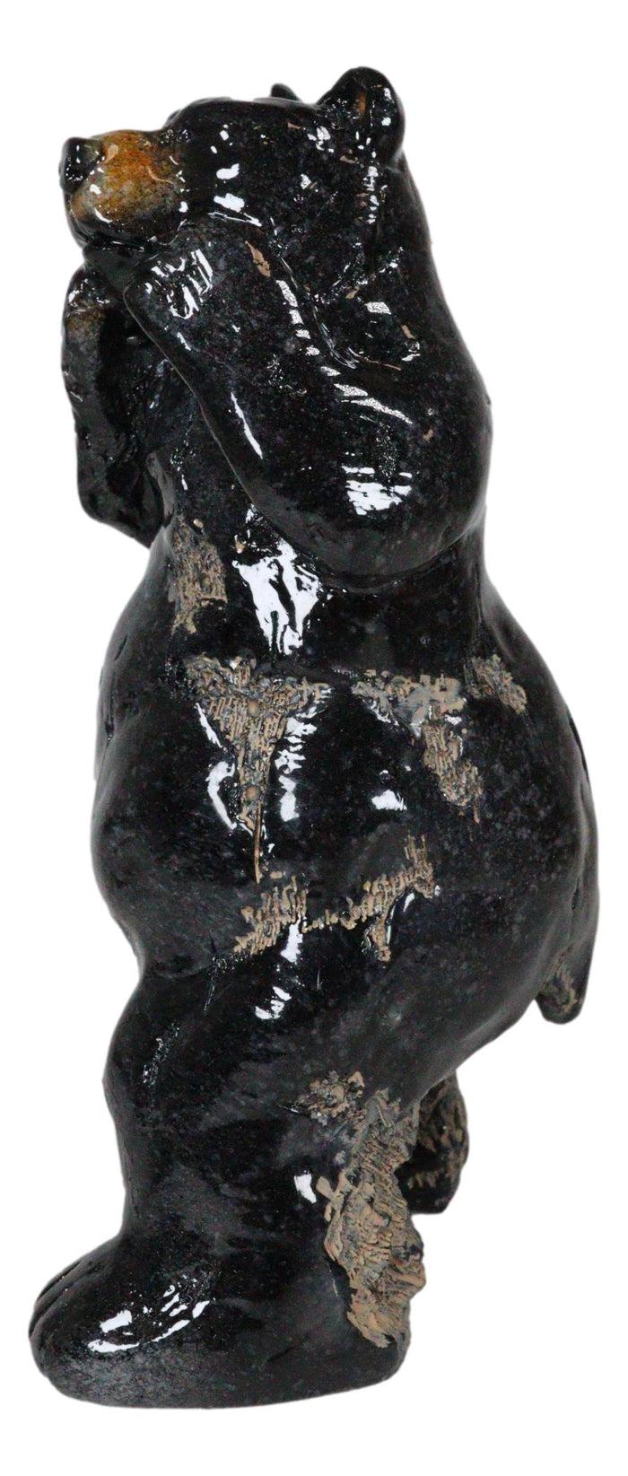 Ebros Gift Rustic Western Woodlands Forest Black Bear South Paw Boxing Decorative Figurine