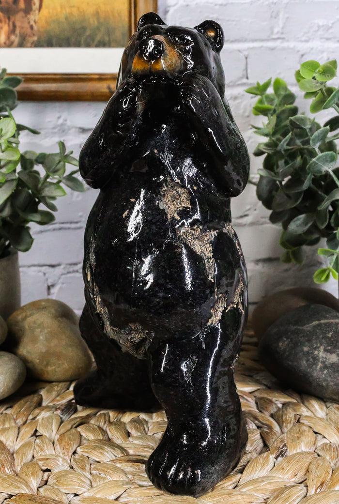 ebros gift Rustic Western Woodlands Forest Black Bear South Paw Boxing Decorative Figurine