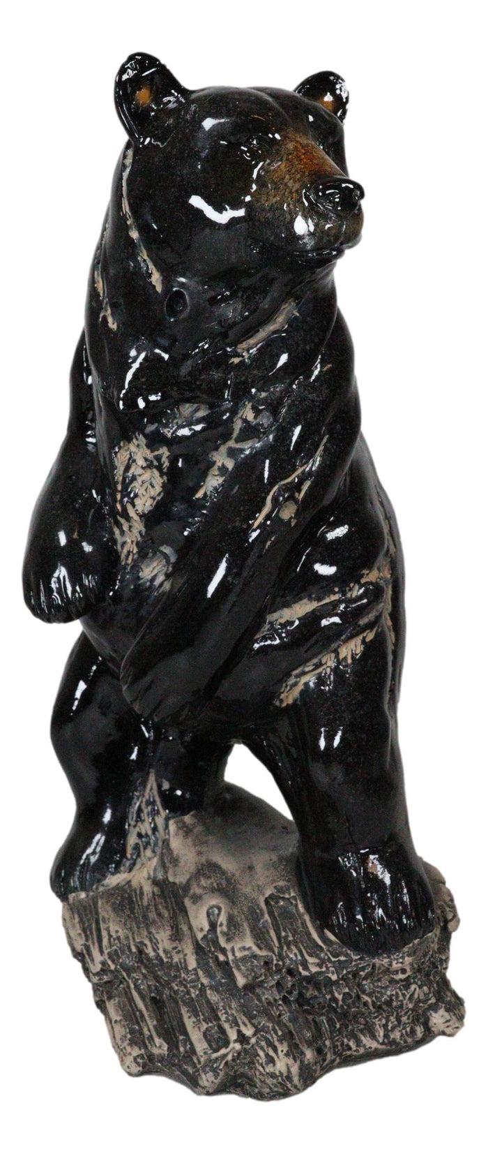 Ebros Gift Rustic Western Woodlands Forest Black Bear Standing On Rock Figurine Decor