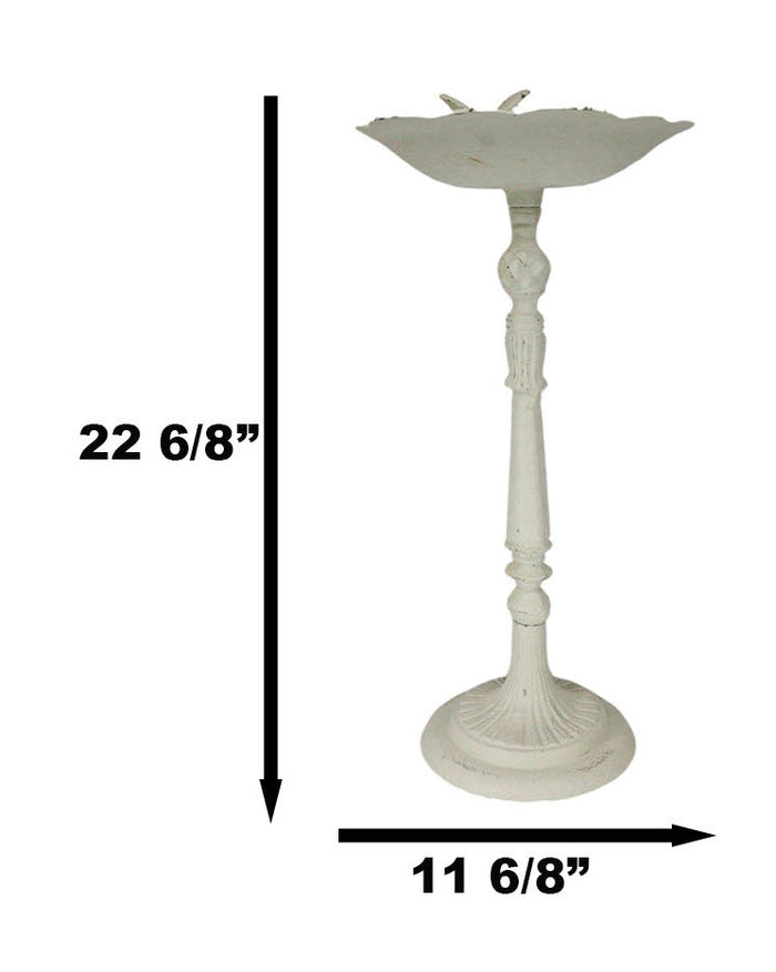Ebros Gift Rustic White Cast Iron Hummingbird Victorian Bird Feeder Bath Garden Statue 23"H