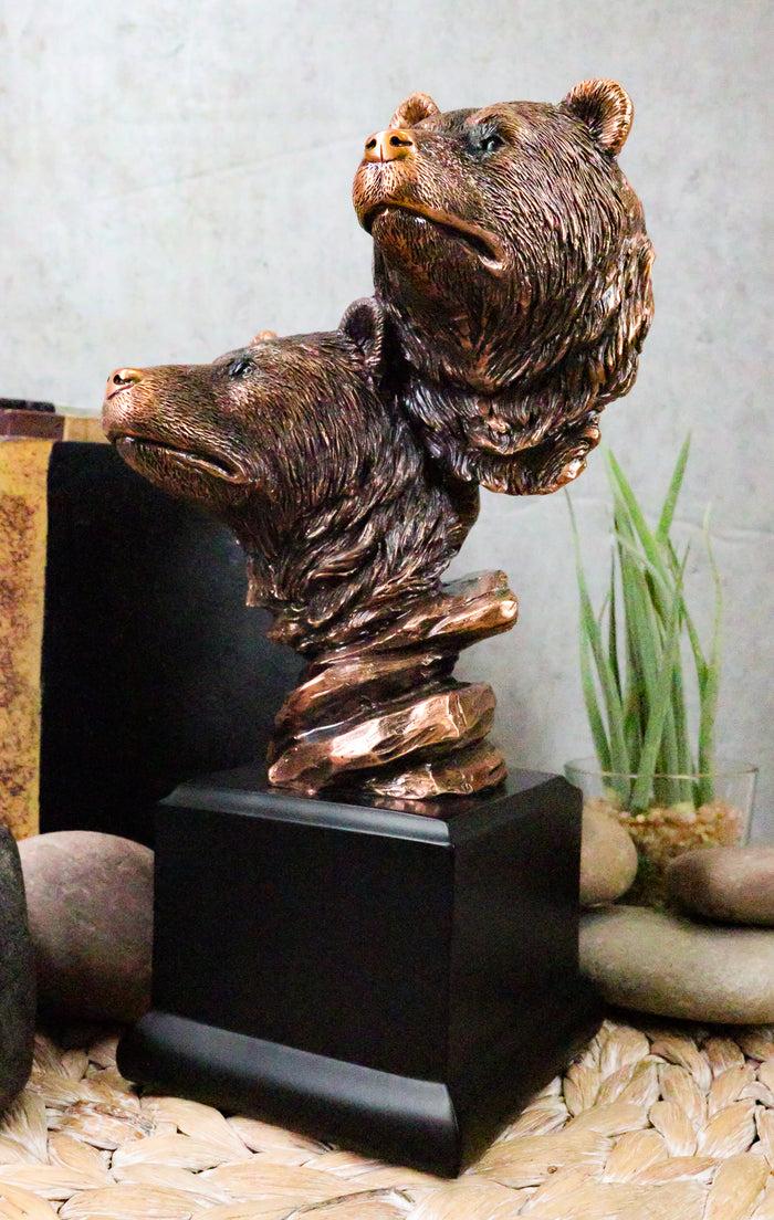 Ebros Gift Rustic Wildlife Black Bears Couple Family Electroplated Figurine With Base Stand
