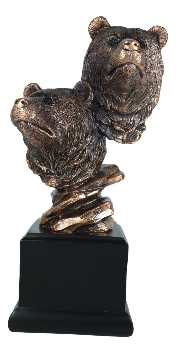 Ebros Gift Rustic Wildlife Black Bears Couple Family Electroplated Figurine With Base Stand