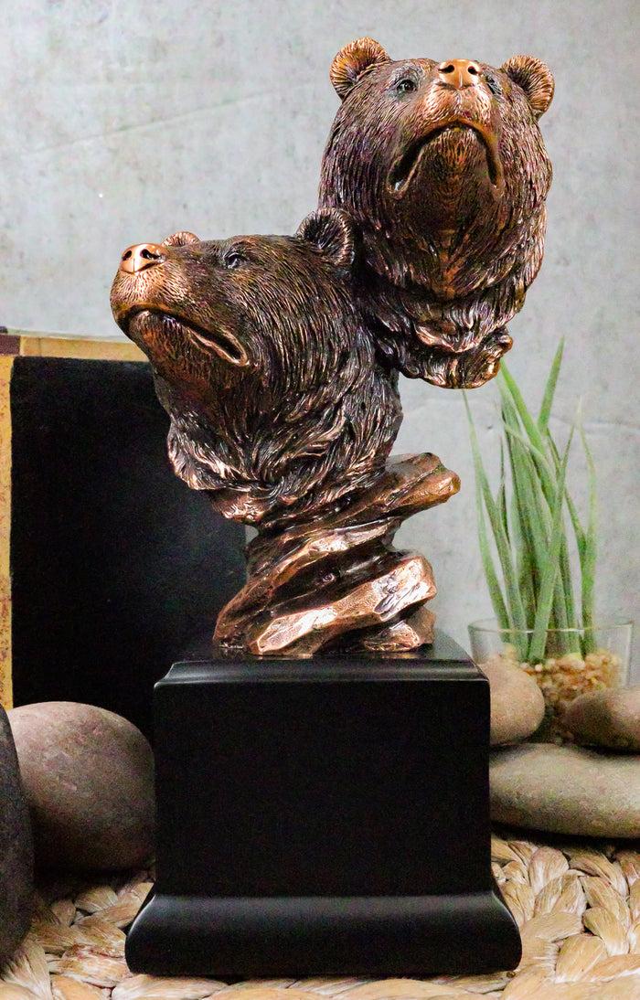 ebros gift Rustic Wildlife Black Bears Couple Family Electroplated Figurine With Base Stand