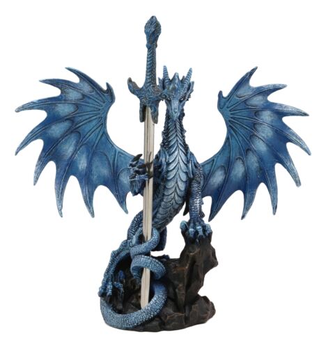 Ebros Gift Ruth Thompson Blue Sea Blade Dragon Statue With Letter Opener Dagger Sword Decor