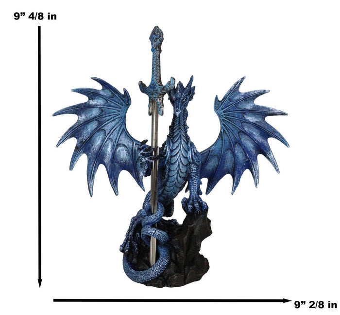 Ebros Gift Ruth Thompson Blue Sea Blade Dragon Statue With Letter Opener Dagger Sword Decor