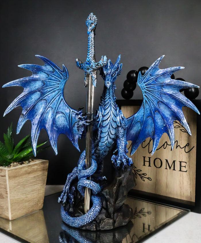 ebros gift Ruth Thompson Blue Sea Blade Dragon Statue With Letter Opener Dagger Sword Decor