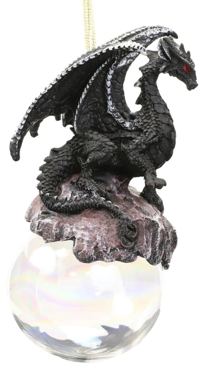 Ebros Gift Ruth Thompson Check Mate Black Dragon On Pearl Glass Ball Ornament Figurine 5"H