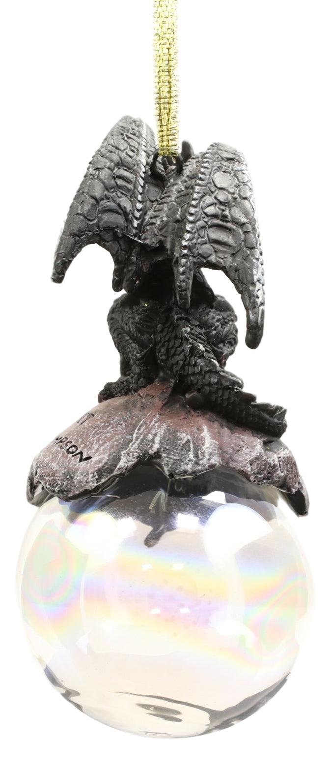 Ebros Gift Ruth Thompson Check Mate Black Dragon On Pearl Glass Ball Ornament Figurine 5"H