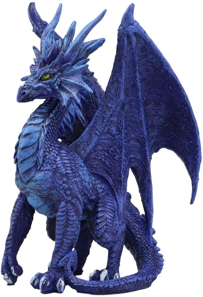 Ebros Gift Ruth Thompson Fantasy Blue Check Mate Dragon With Majestic Horns Statue 9" Tall