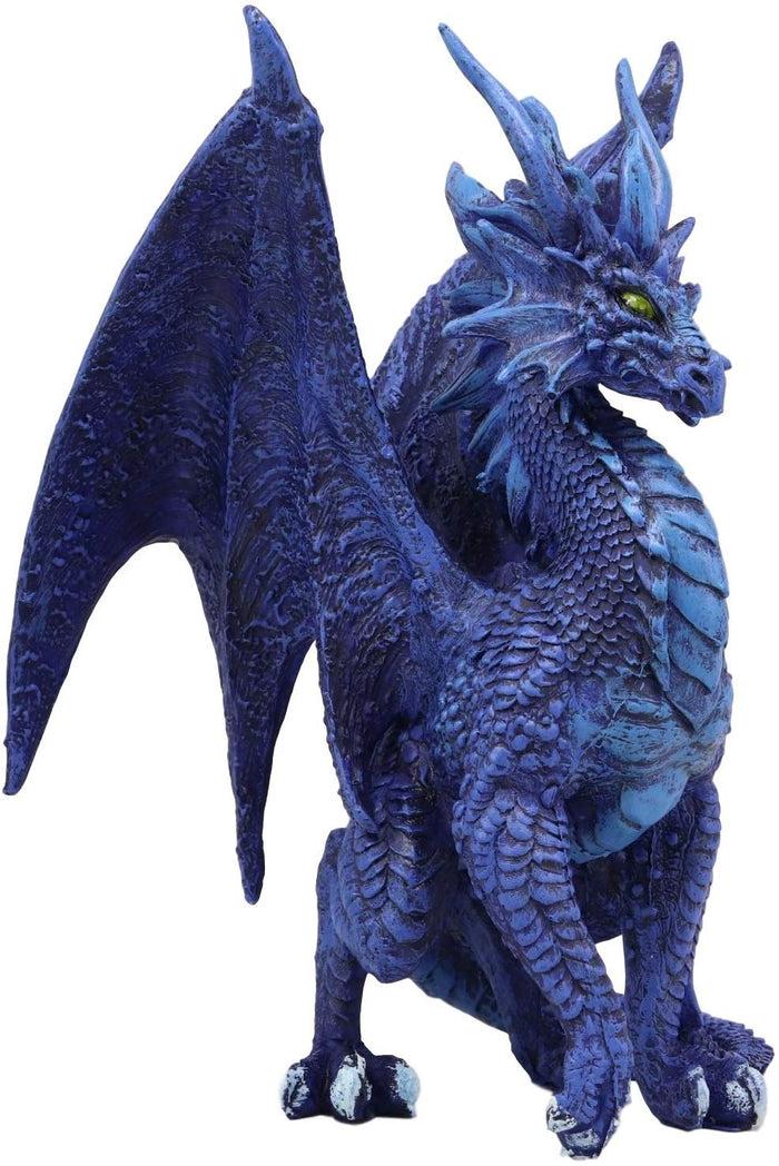 Ebros Gift Ruth Thompson Fantasy Blue Check Mate Dragon With Majestic Horns Statue 9" Tall