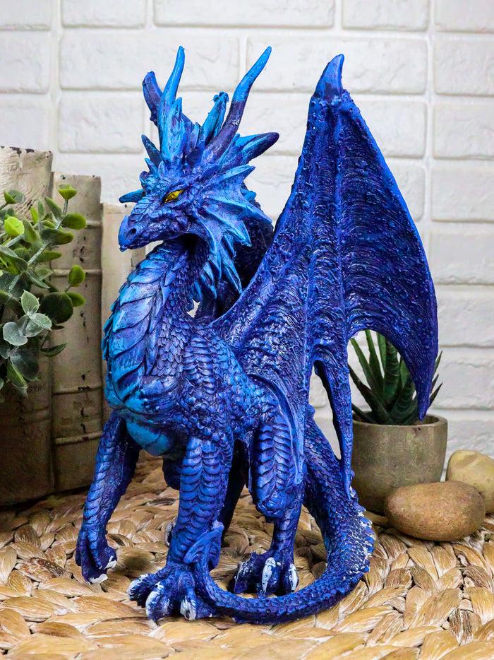 ebros gift Ruth Thompson Fantasy Blue Check Mate Dragon With Majestic Horns Statue 9" Tall