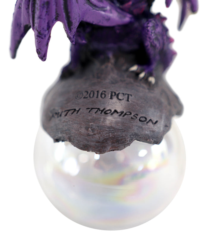 Ebros Gift Ruth Thompson Hoarfrost Purple Dragon On Pearl Glass Ball Ornament Figurine 5"H