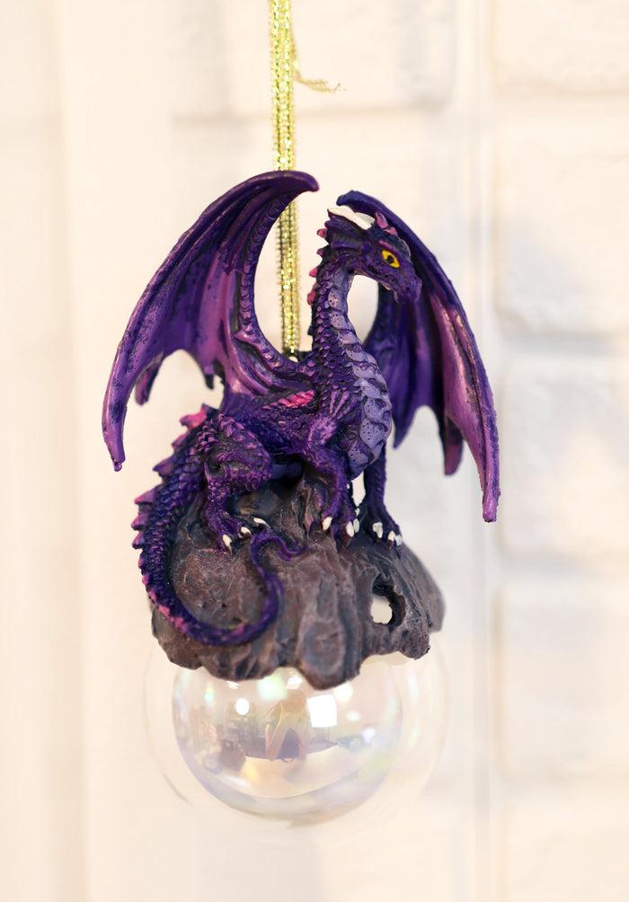 Ebros Gift Ruth Thompson Hoarfrost Purple Dragon On Pearl Glass Ball Ornament Figurine 5"H