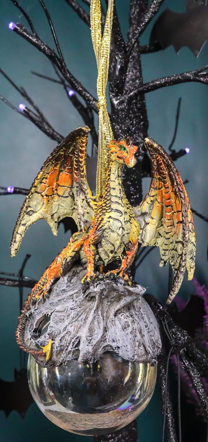ebros gift Ruth Thompson Hyperion Dragon Perching On Glass Ball 5"High Ornament Figurine