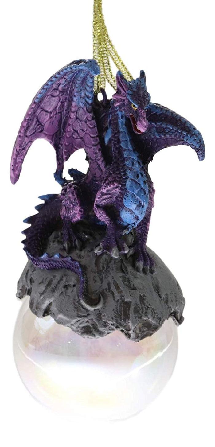 Ebros Gift Ruth Thompson Midnight Dragon Perching On Glass Ball 5.25"H Ornament Figurine