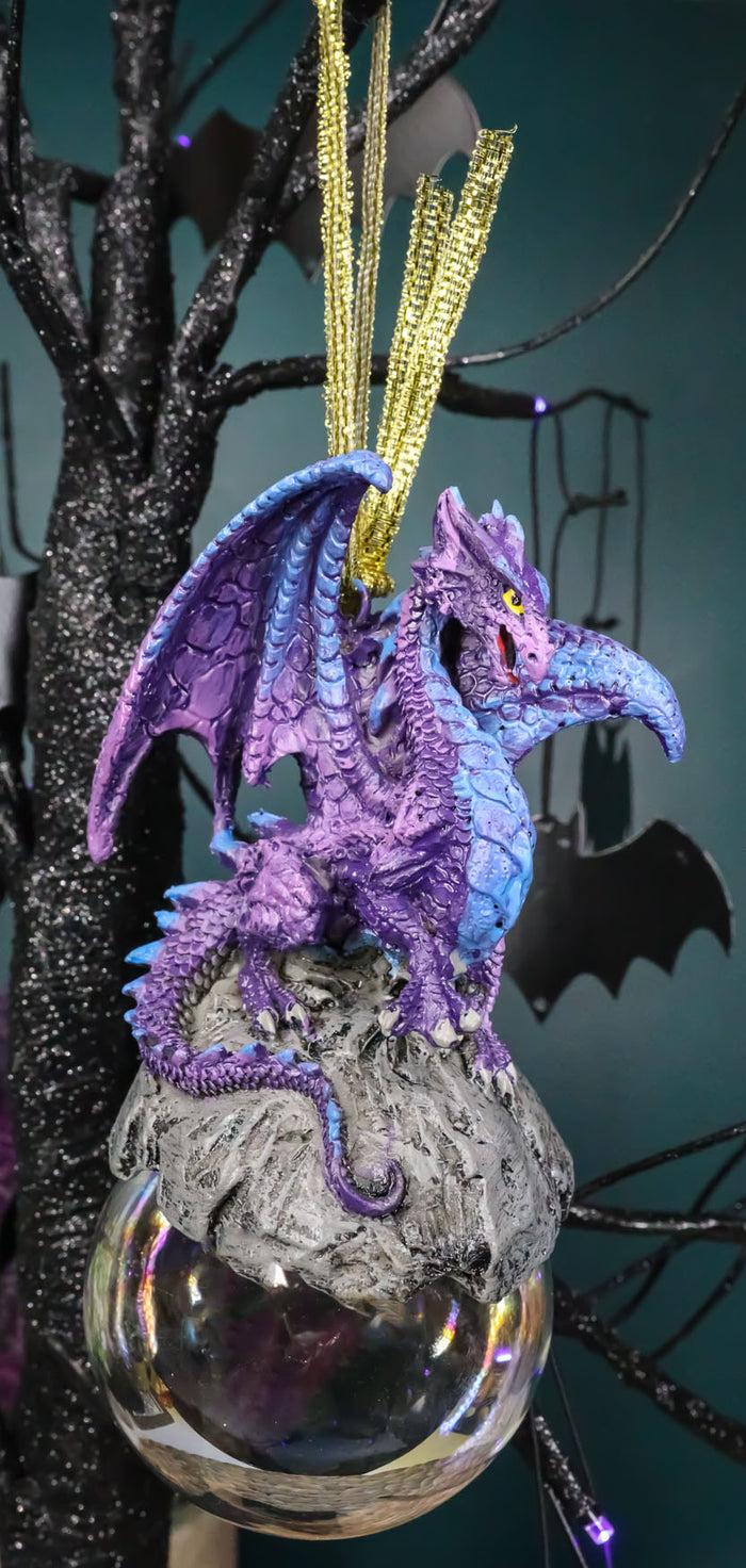ebros gift Ruth Thompson Midnight Dragon Perching On Glass Ball 5.25"H Ornament Figurine