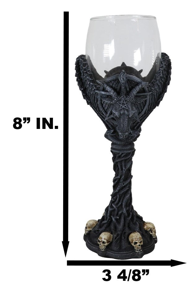 Ebros Gift Sabbatic Goat Baphomet Pentagram Raven Wings Dendritic Vines Wine Goblet Cup