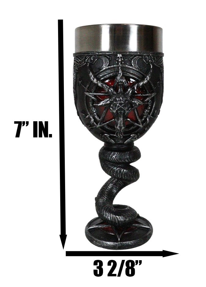 Ebros Gift Sabbatic Goat Baphomet Sigil Red Blood Sacrifice Pentagram Serpent Wine Goblet