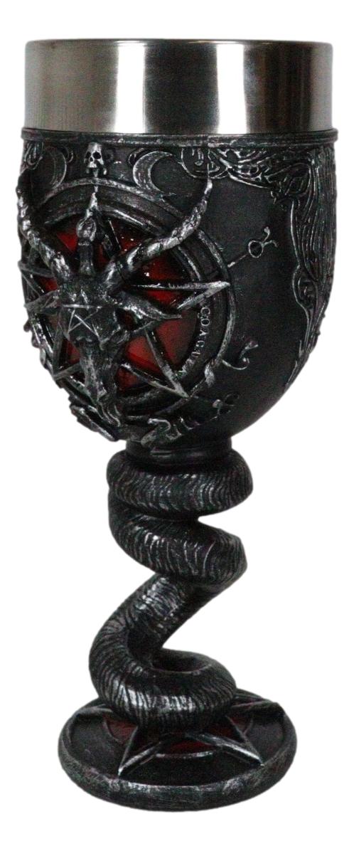 Ebros Gift Sabbatic Goat Baphomet Sigil Red Blood Sacrifice Pentagram Serpent Wine Goblet