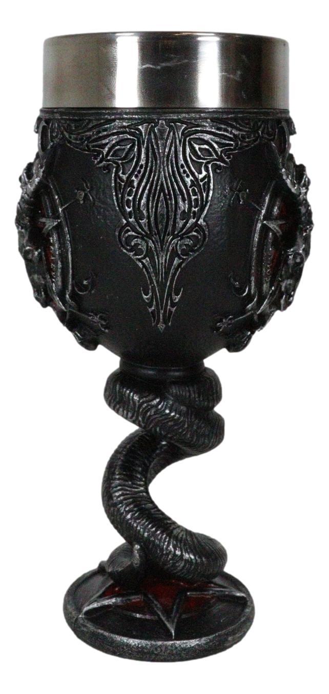 Ebros Gift Sabbatic Goat Baphomet Sigil Red Blood Sacrifice Pentagram Serpent Wine Goblet