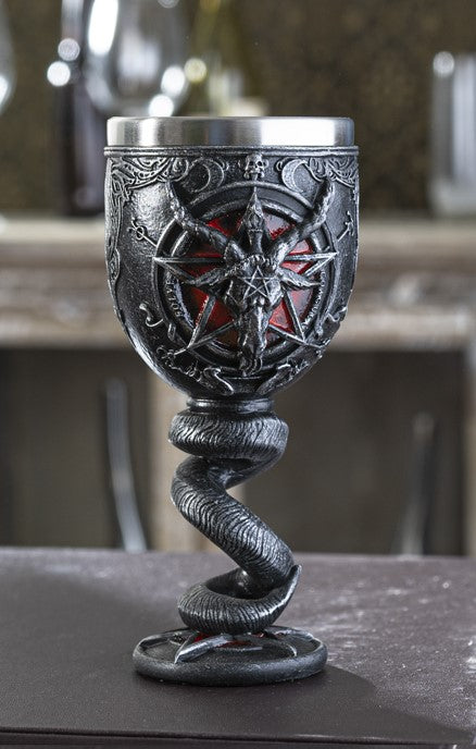 ebros gift Sabbatic Goat Baphomet Sigil Red Blood Sacrifice Pentagram Serpent Wine Goblet