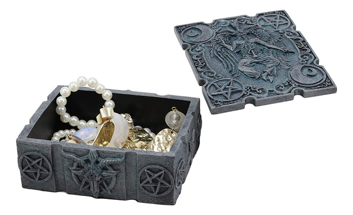 Ebros Gift Sabbatic Goat Baphomet With Crescent Moons And Pentagram Decorative Box