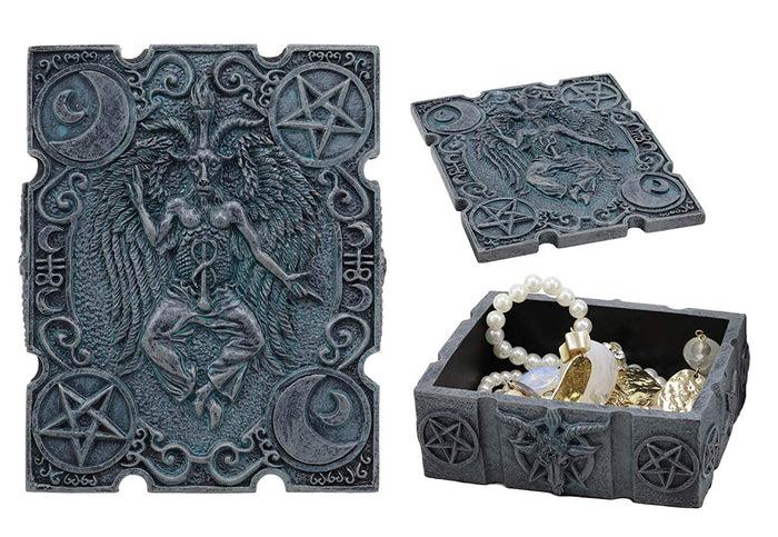 ebros gift Sabbatic Goat Baphomet With Crescent Moons And Pentagram Decorative Box