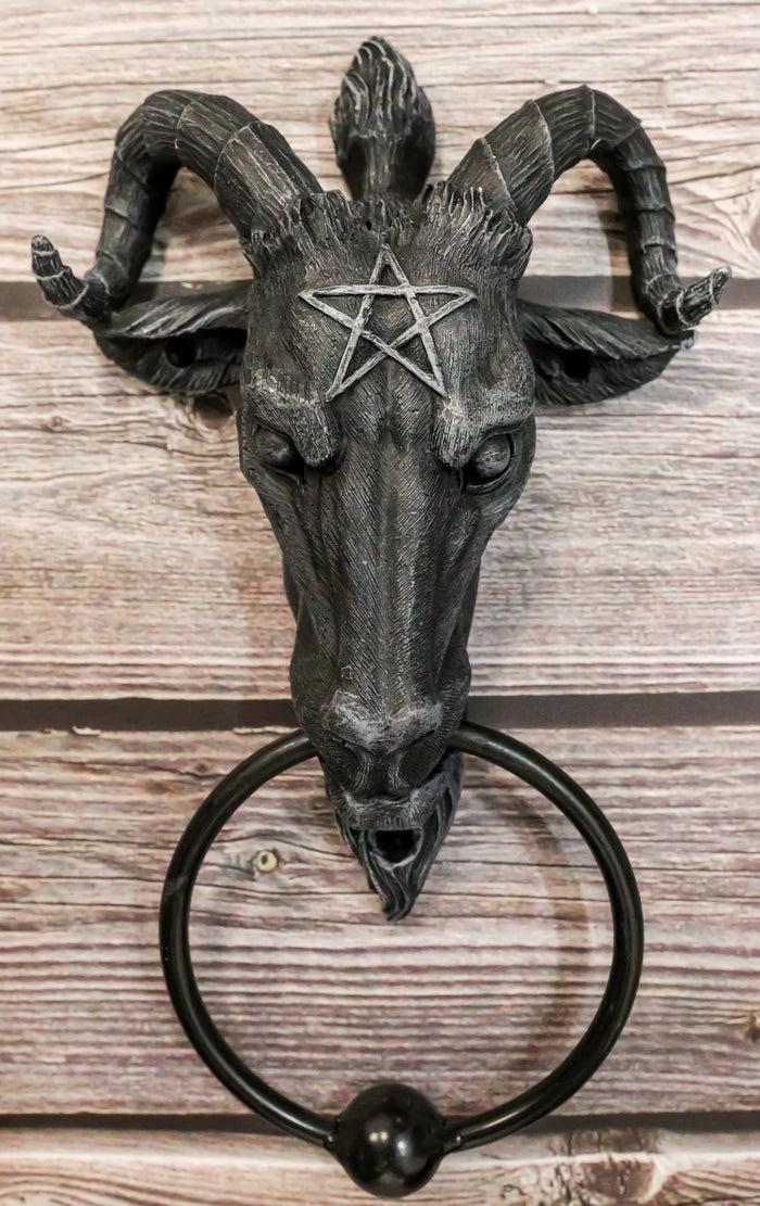 ebros gift Sabbatic Goat Baphomet With Pentagram Head Door Knocker 9.5"Tall