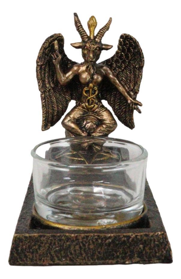 Ebros Gift Sabbatic Goat Of Mendes Lilith Baphomet Pentagram Votive Candle Holder Figurine