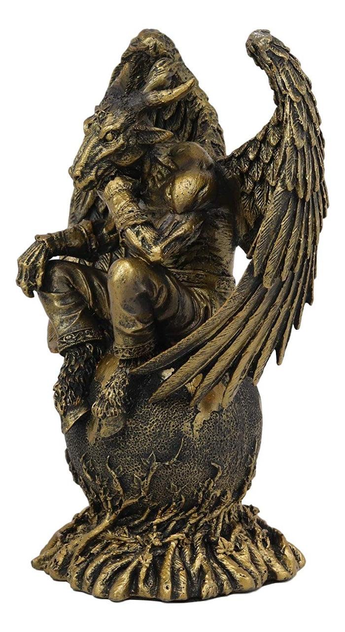 Ebros Gift Sabbatic Goat The Thinker Baphomet Sitting On The Globe Statue 7.75"Tall