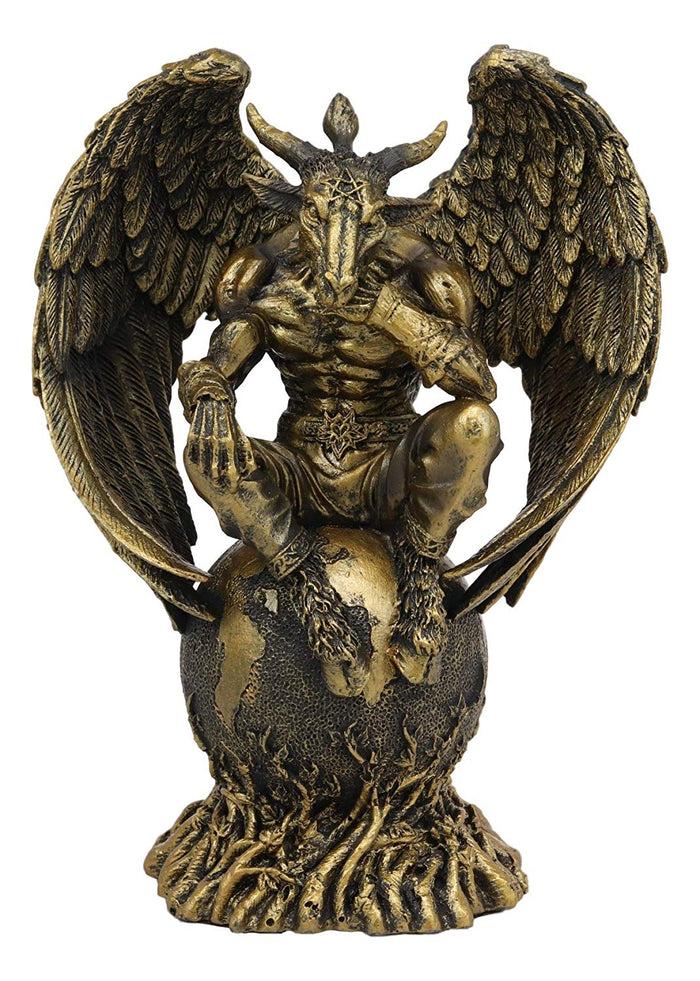 Ebros Gift Sabbatic Goat The Thinker Baphomet Sitting On The Globe Statue 7.75"Tall