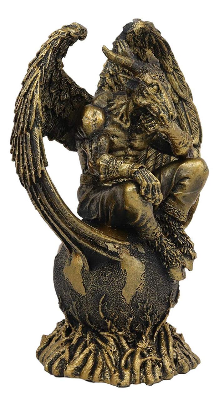 Ebros Gift Sabbatic Goat The Thinker Baphomet Sitting On The Globe Statue 7.75"Tall