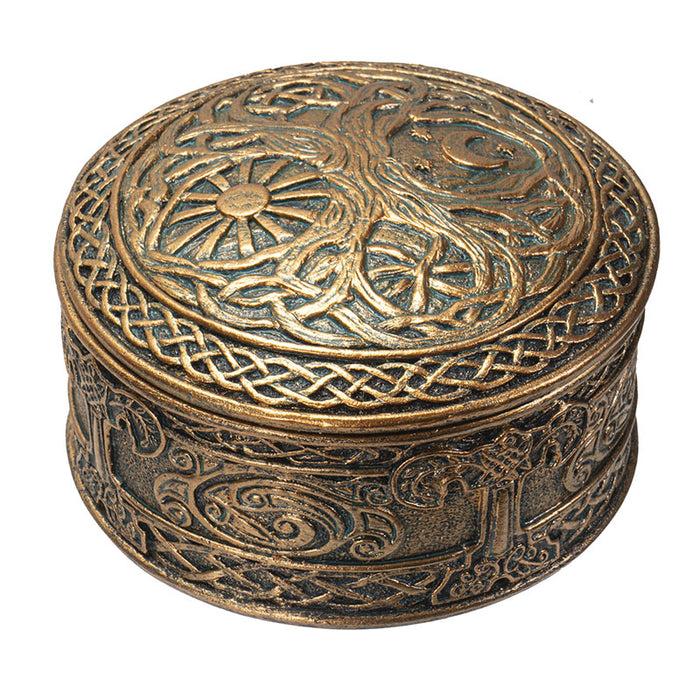ebros gift Sacred Moon And Sun Celtic Knotwork Yggdrasil Tree Of Life Wicca Trinket Box