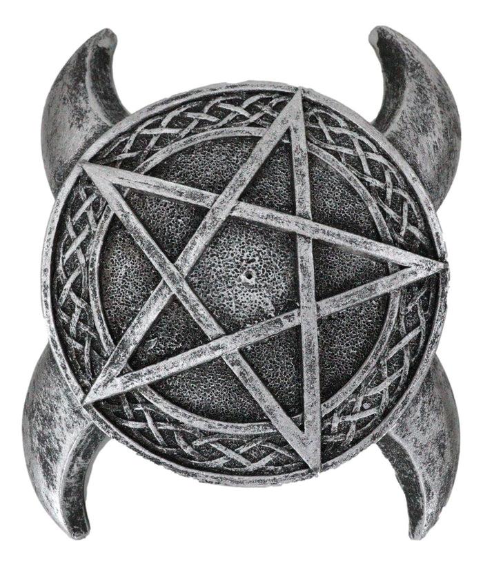 Ebros Gift Sacred Moon Triple Goddess Pentagram With Celtic Knotwork Incense Stick Holder