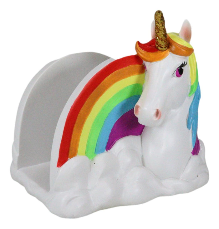 Ebros Gift Sacred Pride Golden Horn Rainbow Unicorn On Clouds Paper Napkin Holder Figurine