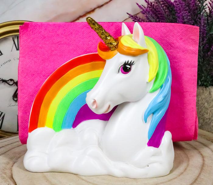 ebros gift Sacred Pride Golden Horn Rainbow Unicorn On Clouds Paper Napkin Holder Figurine