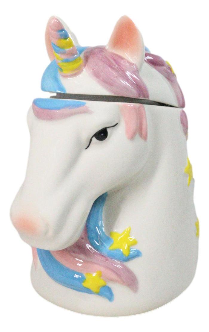 Ebros Gift Sacred Purity White Unicorn With Rainbow Mane Horn Ceramic Cookie Jar Figurine
